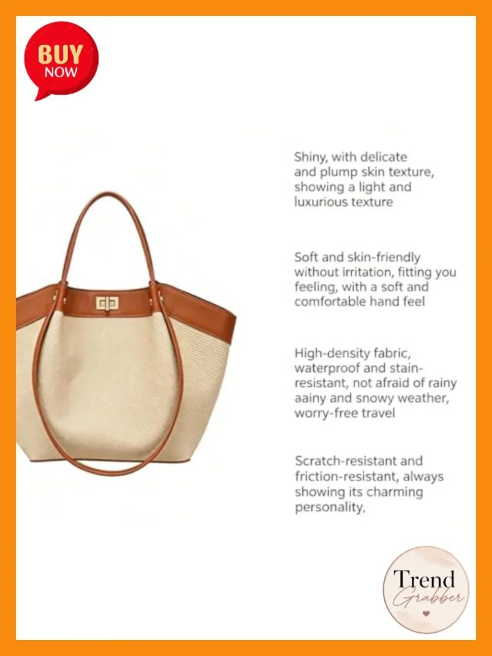 Women's Canvas & Faux Leather Tote Shoulder Handbag Winged Top-Handle Satchel